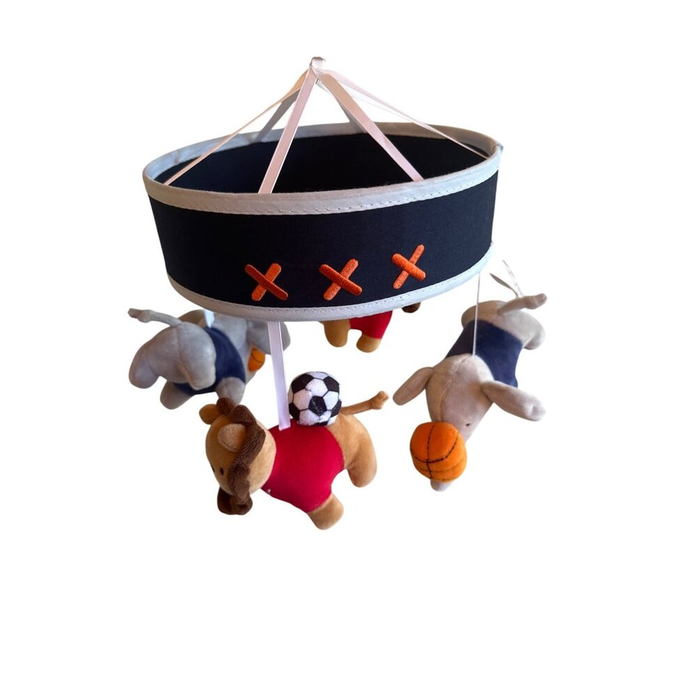 Sports-Themed Plush Baby Mobile By Lambs & Ivy With Lion & Elephant‎ Figures